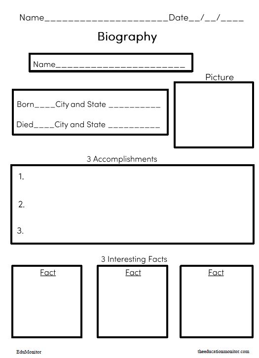 Free Printable Biography Worksheets