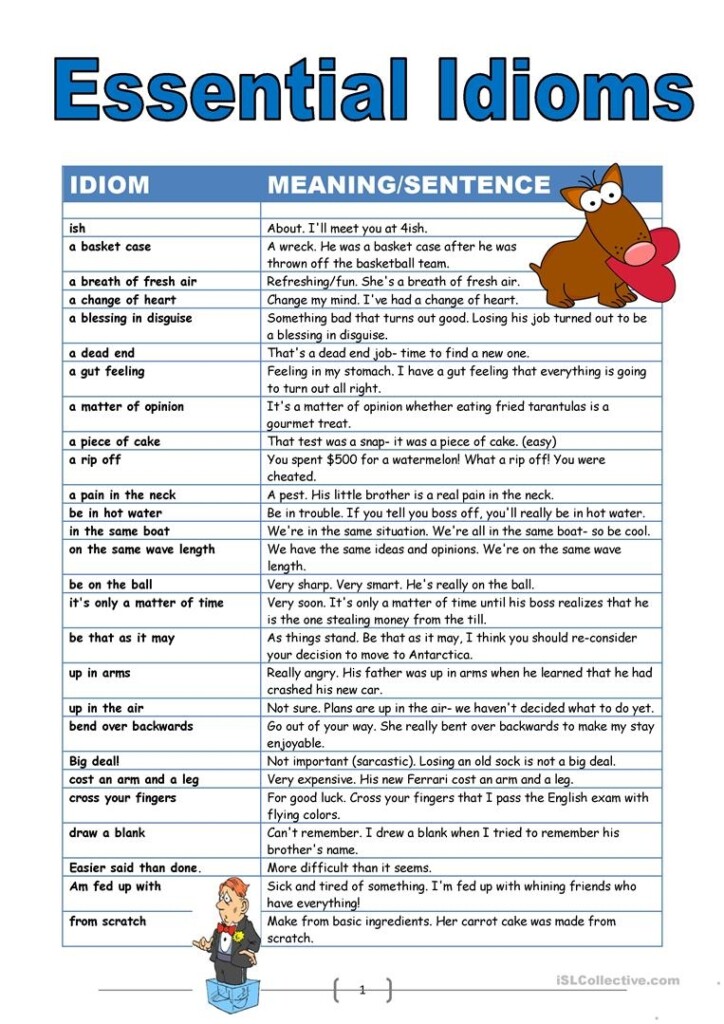 Free Printable Esl Vocabulary Worksheets