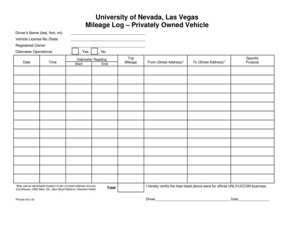 Free Printable Mileage Log Templates PDF Excel 