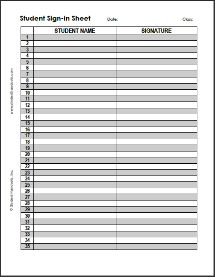 Free Printable Student Sign in Sheet