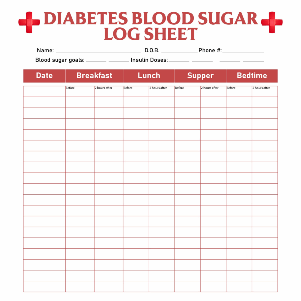 Free Printable Sugar Blood Glucose Log Sheets