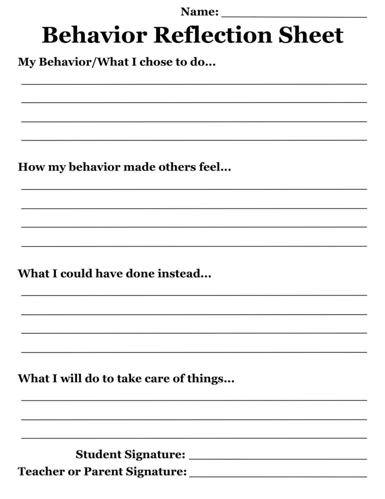 Free Printable Think Sheet For Behavior