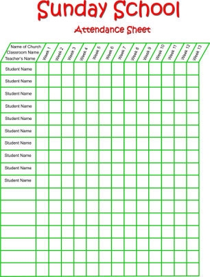 Free Sunday School Attendance Sheet