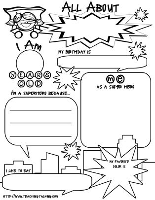 FREE Superhero quot All About Me quot Printable Perfect For Getting To Know 
