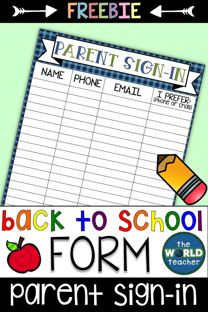FREEBIE Back To School Parent Sign Up Sheet Back To School Night 