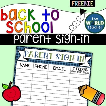 FREEBIE Back To School Parent Sign Up Sheet By The World Teacher
