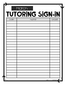 FREEBIE Tutoring Sign In Sheets By Education And Inspiration TPT