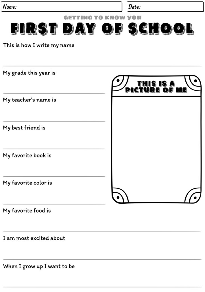 Getting To Know You Worksheets For School FREE Back To School
