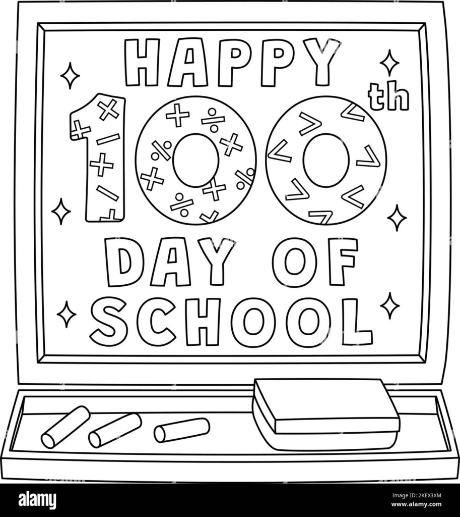 Happy 100th Day Of School Coloring Page For Kids Stock Vector Image 