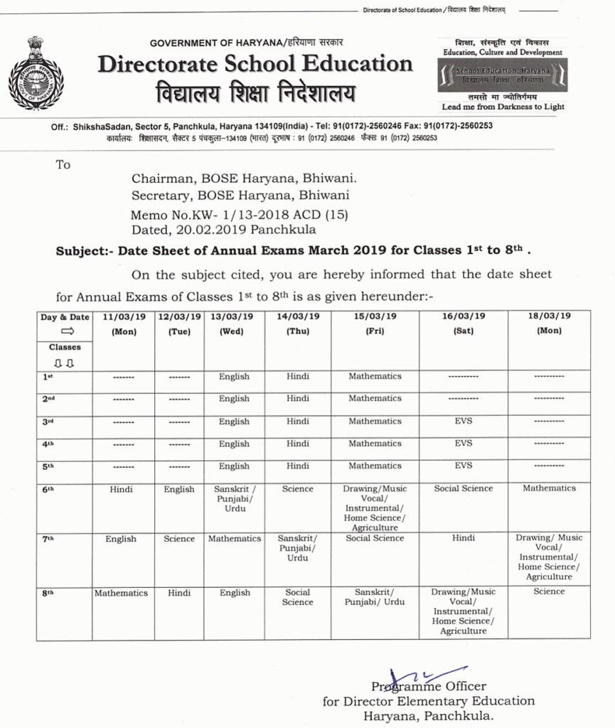HBSE 7th Class Date Sheet 2022 Monthly Half Yearly And Final Teacher 