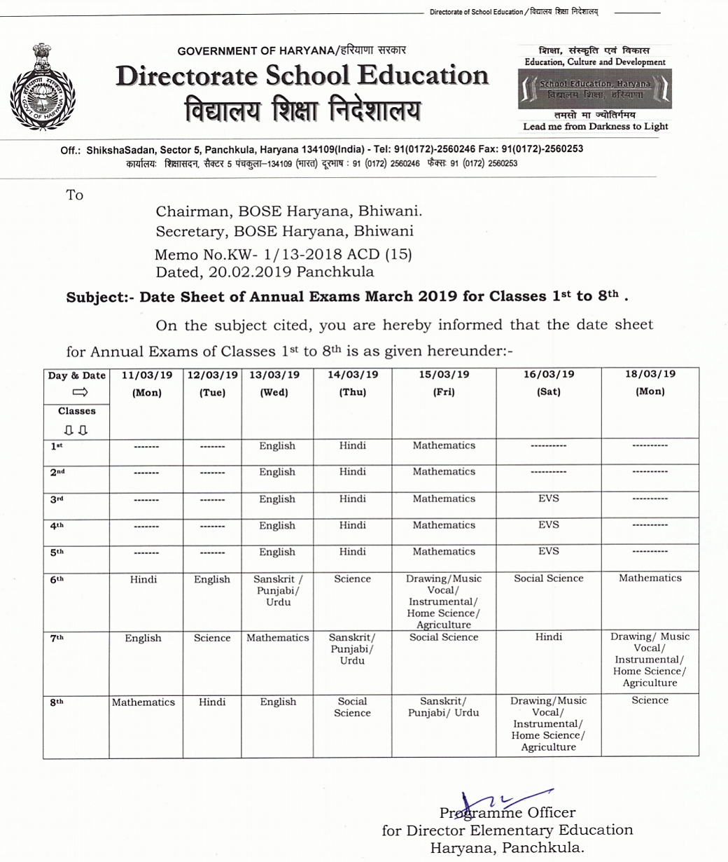 HBSE 7th Class Date Sheet 2022 Monthly Half Yearly And Final Teacher