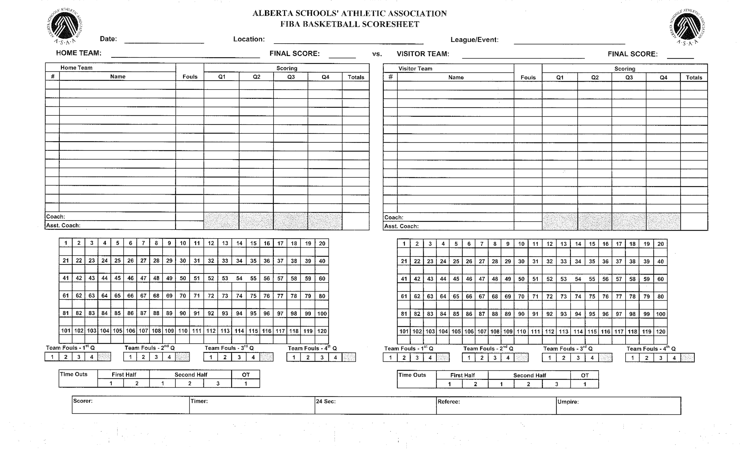 High School Basketball Score Sheet Templates At Allbusinesstemplates