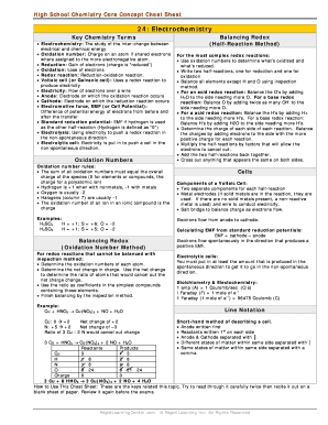 High School Chemistry Core Concept Cheat Sheet 2020 2025 Fill And 