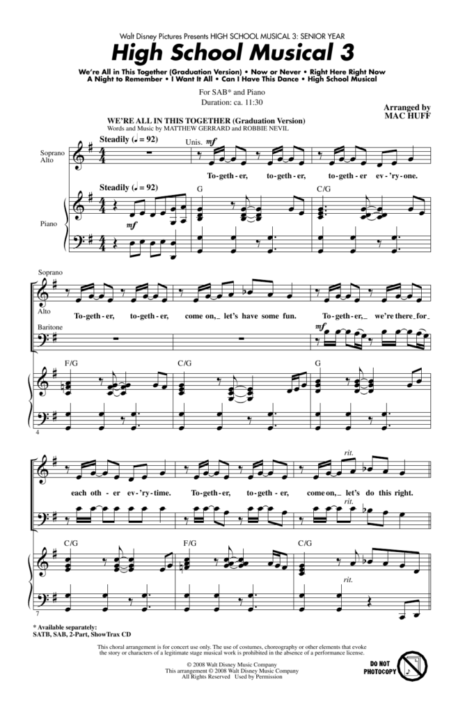 High School Musical 3 Choral Medley By Mac Huff Sheet Music For SAB 