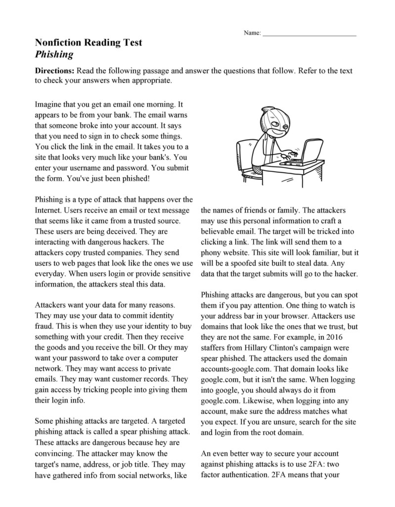 High School Reading Comprehension Worksheets Reading Worksheet Printable