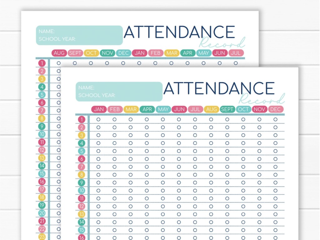 Homeschool Attendance Record Student Attendance Log Child Attendance 