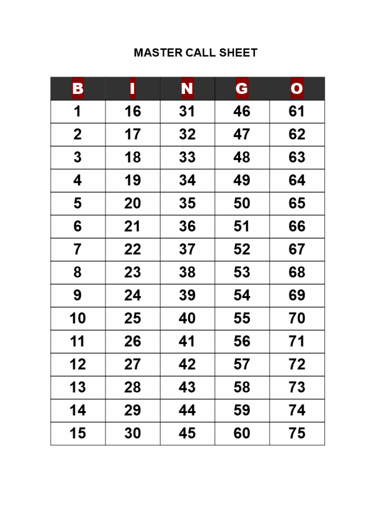 How To Create A Bingo Call Sheet Download This Bingo Call Sheet 