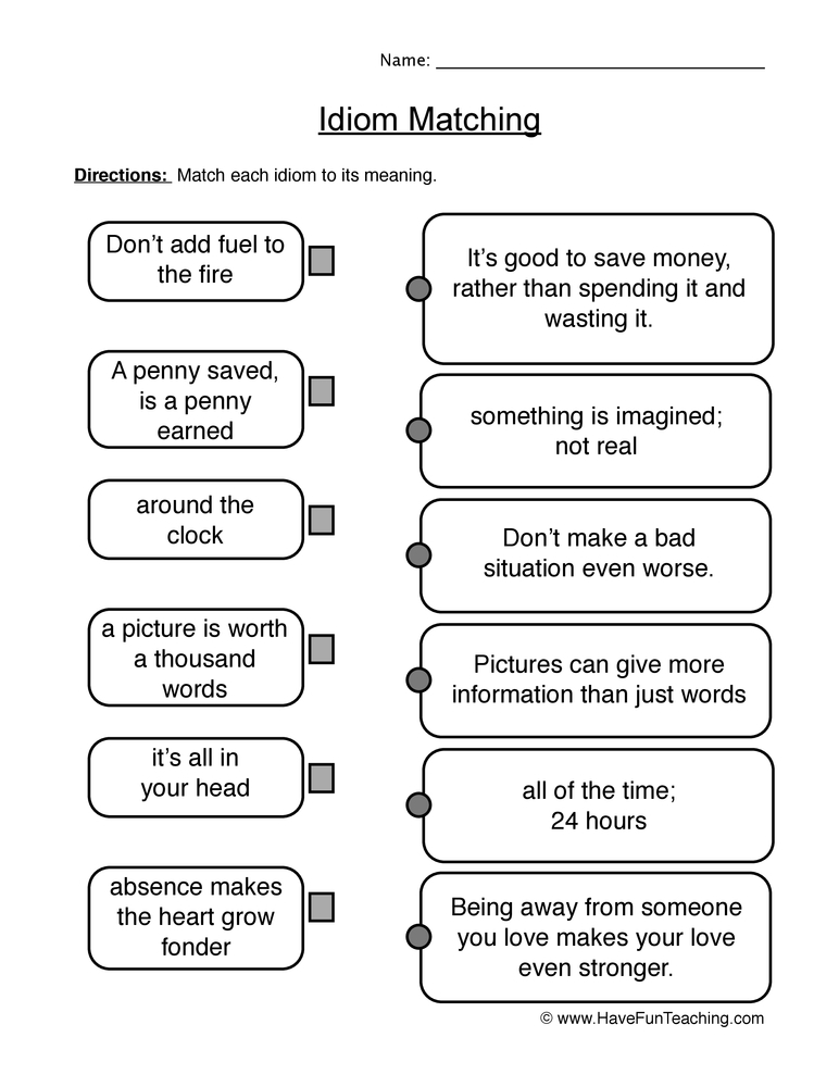 Idiom Worksheets Have Fun Teaching