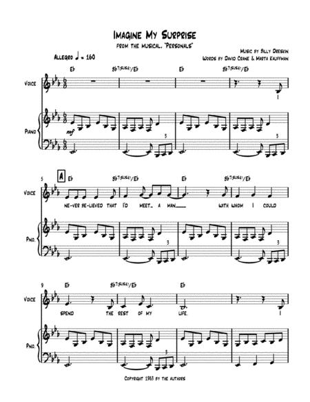 Imagine My Surprise from quot Personals quot By Music By Billy Dreskin Words 