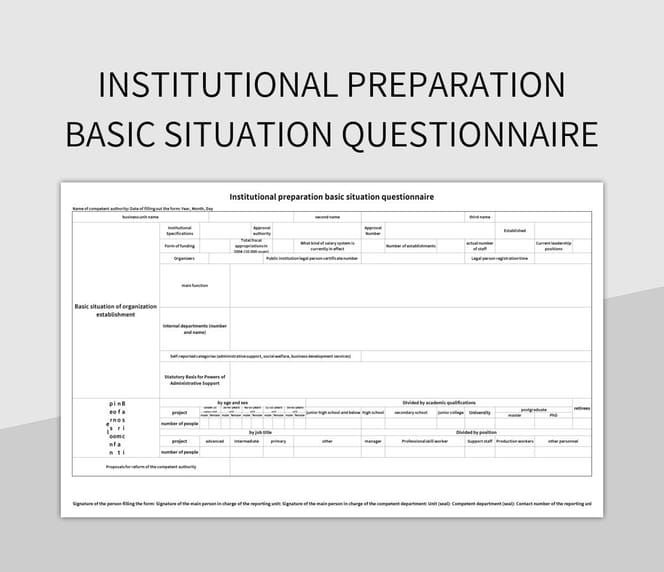 Institutional Preparation Basic Situation Questionnaire Excel Template 