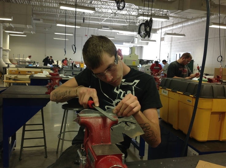 Joe Sanding His Sheet Metal Core For His Fiber Glass Project