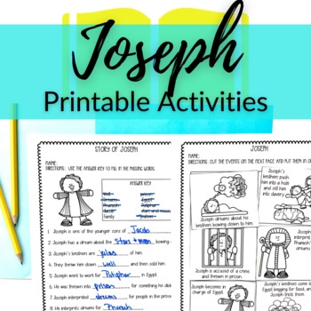 Joseph Printable Activity Sheets Craft For Sunday School Or Bible Class