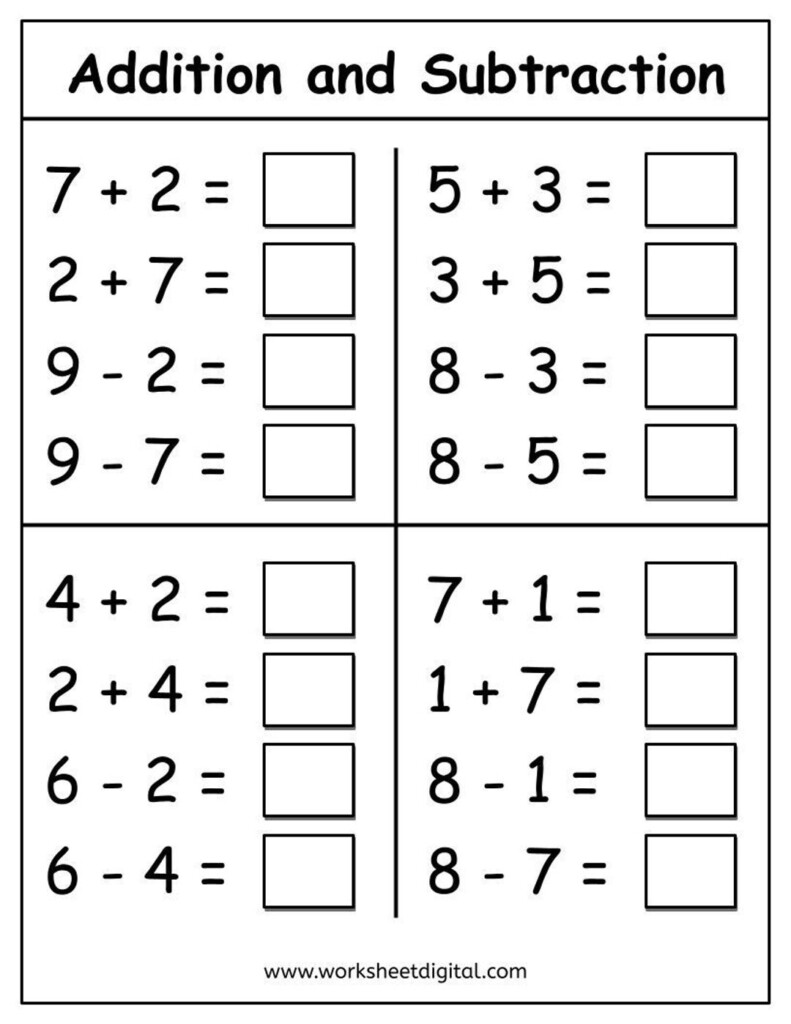 Kindergarten Addition Worksheets Grade 1 Math Worksheets Number Fact 