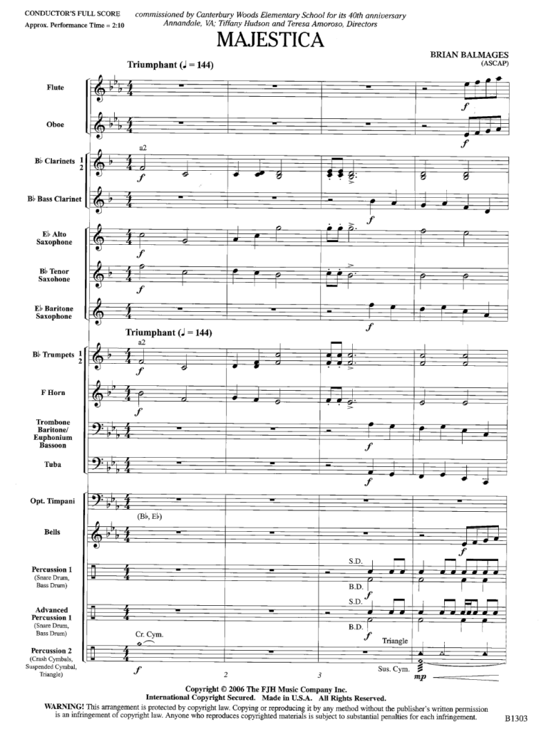 Majestica By Brian Balmages J W Pepper Sheet Music Bass Clarinet 