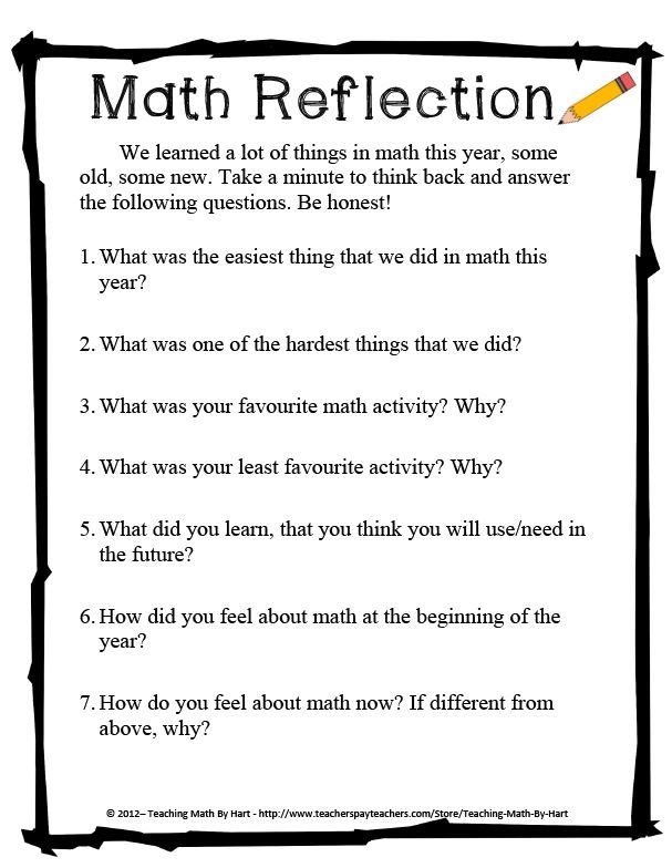 Math Reflection Questions