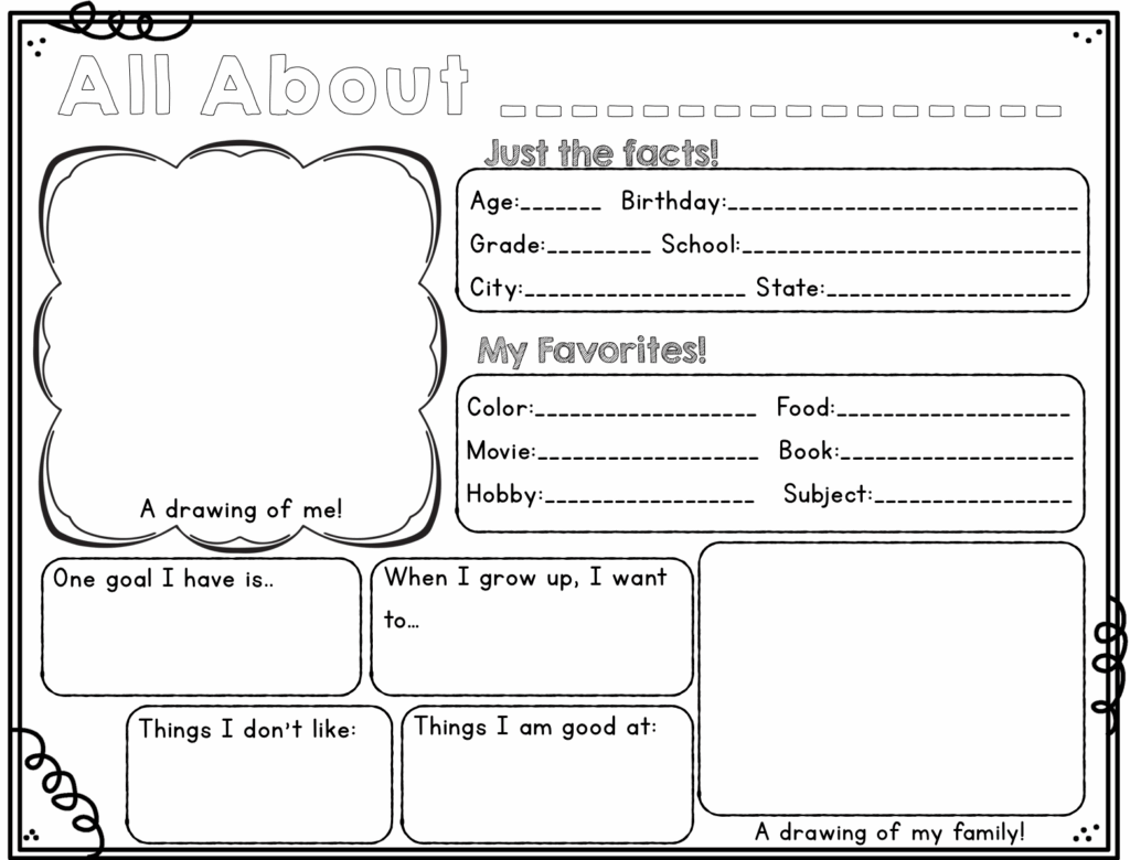 Math Tech Connections Math About Me All About Me Worksheet All 