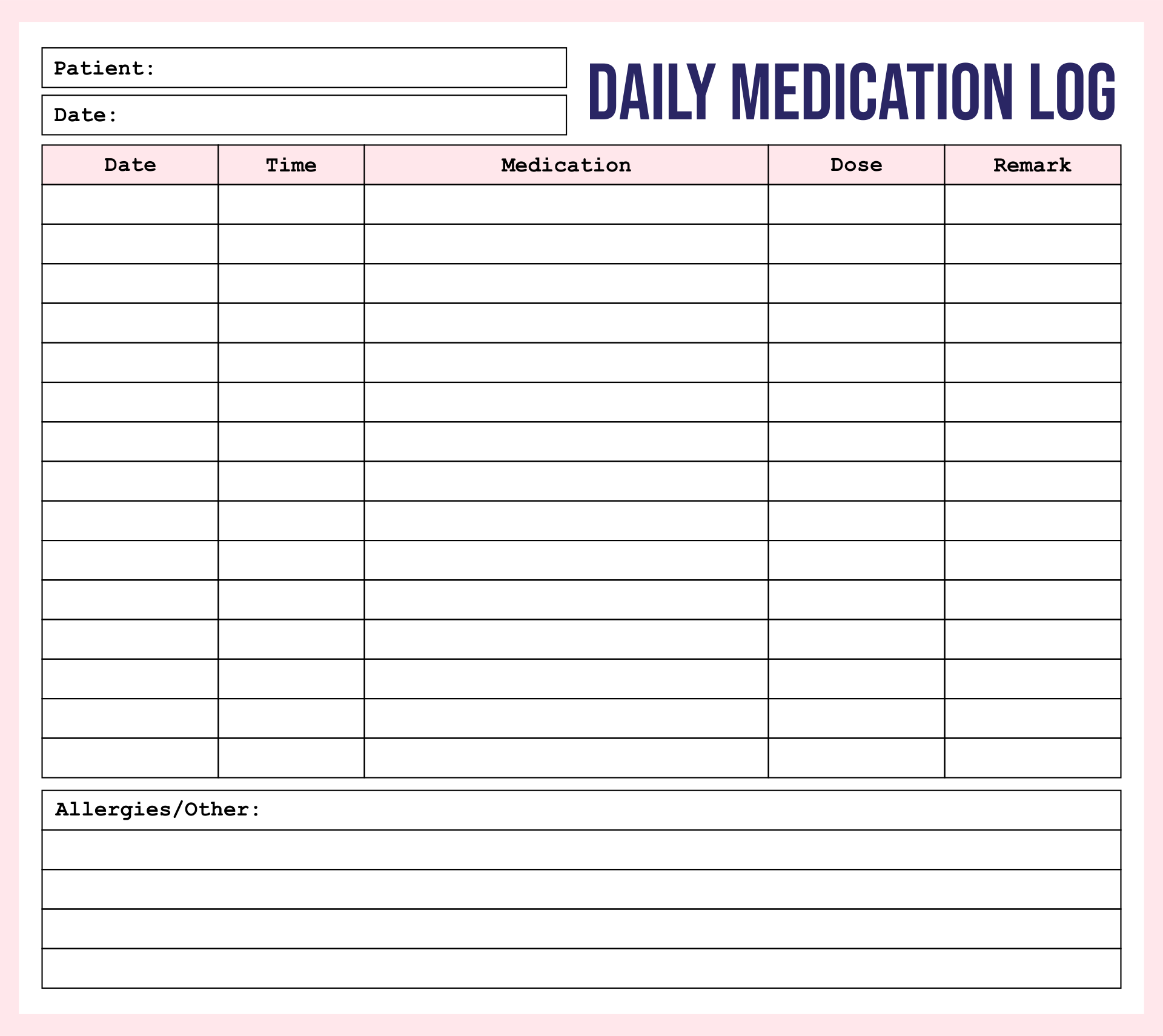 Medication Sheet 10 Free PDF Printables Printablee