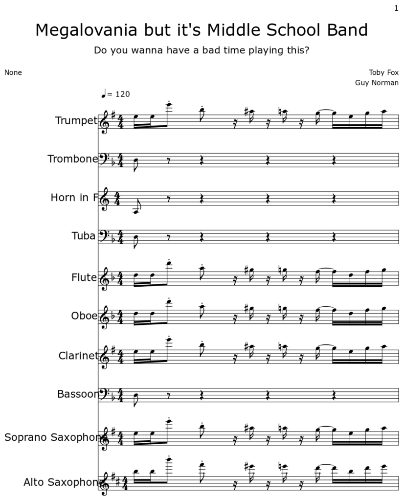 Megalovania But It 39 s Middle School Band Sheet Music For Trumpet 