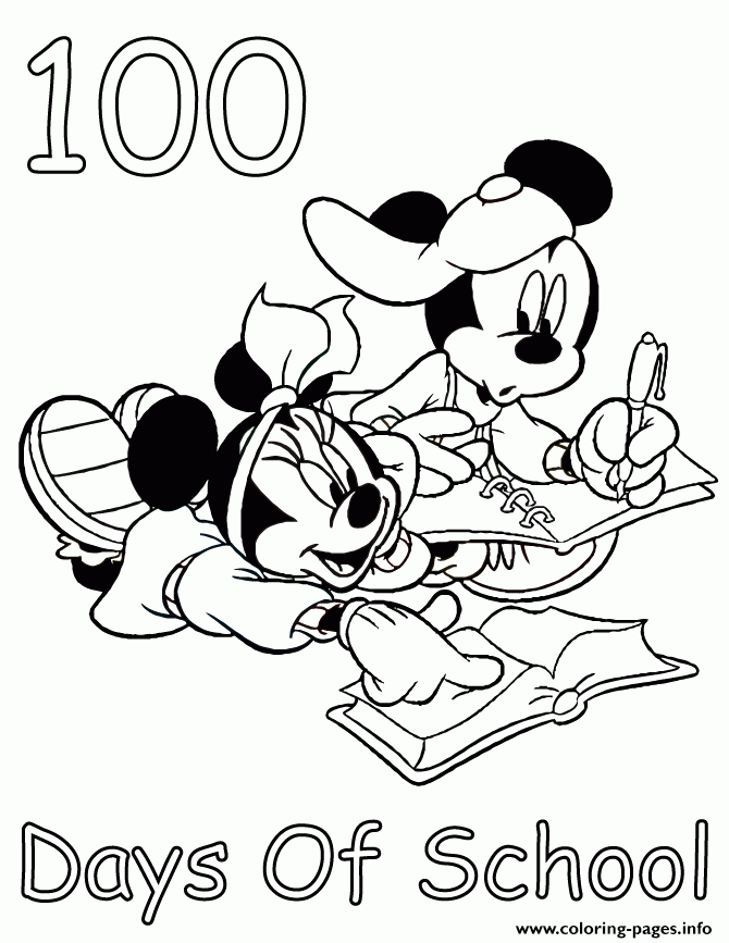 Mickey And Minnie 100 Days Of School Disney Coloring Pages Printable