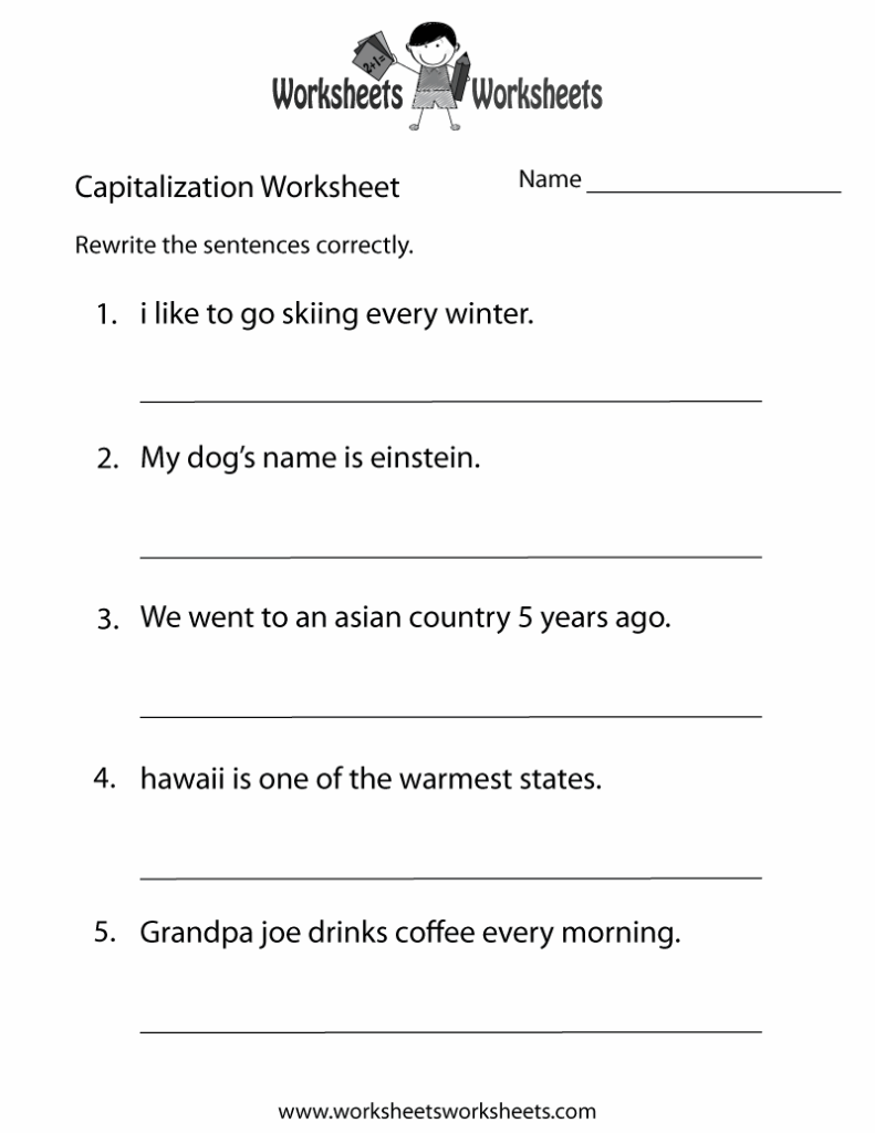 Middle School Capitalization Worksheet Worksheets Worksheets