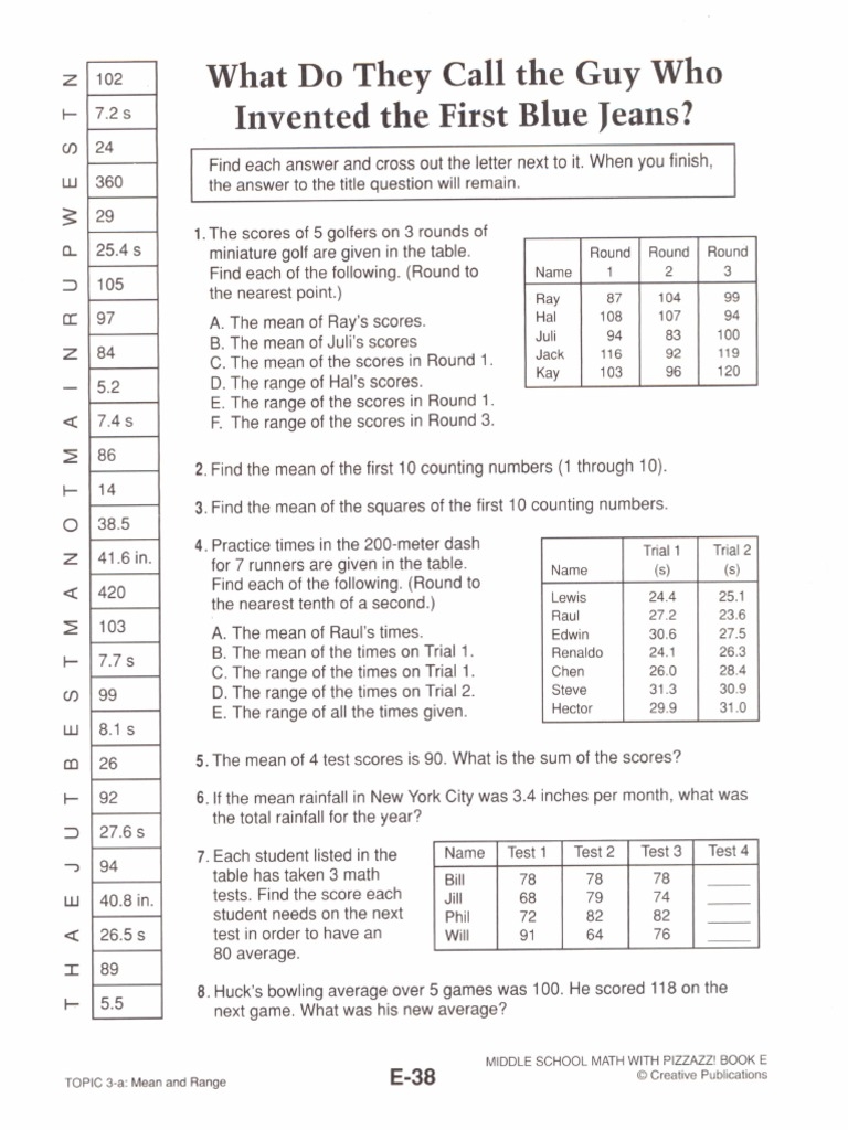 Middle School Math With Pizzazz Answer Key PDF Www1 goramblers 