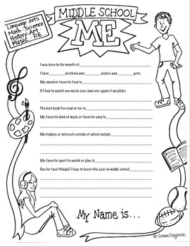 Middle School Me Worksheet Activity By ArtC Cosgrove TpT