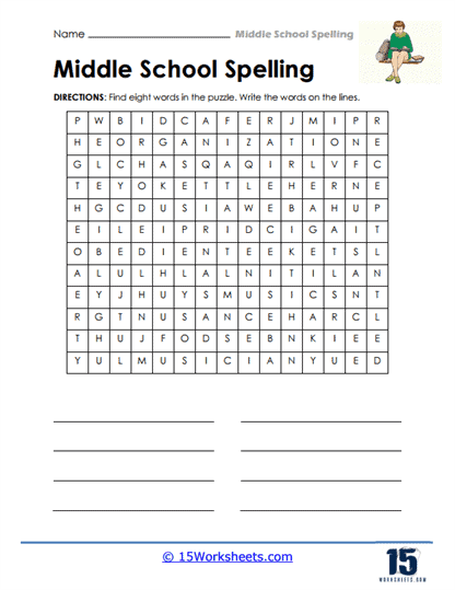 Middle School Spelling Worksheets 15 Worksheets