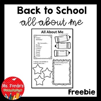 Ms Forde 39 s Classroom 5 Printable Resources For First Day Back all