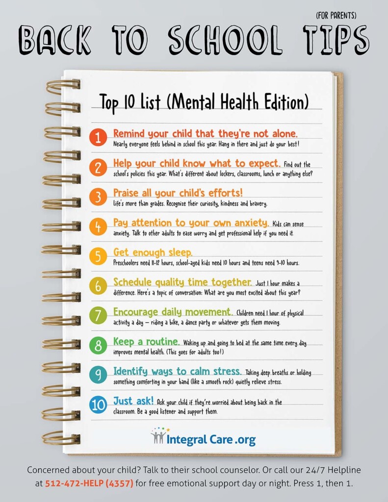 New Back To School Tip Sheet For Parents Integral Care