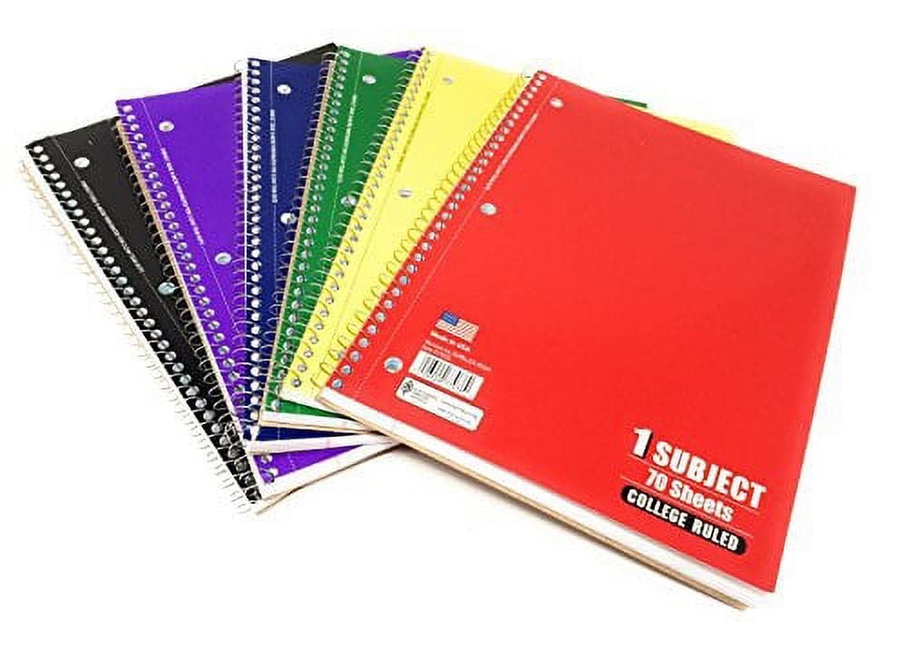 Norcom School 1 Subject College Ruled Spiral Bound Notebooks 70 Sheets 