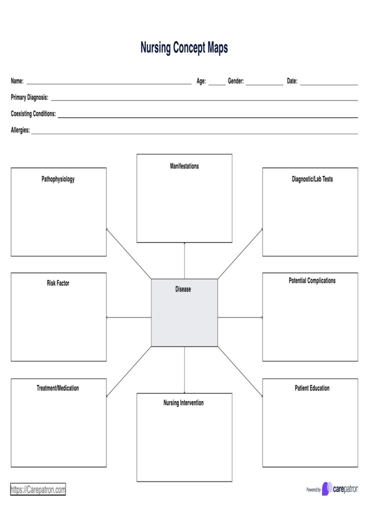 Nursing Concept Map Template Example Free PDF Download