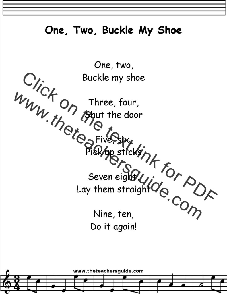 One Two Buckle My Shoe Sheet Music Mother Goose Club Atelier yuwa 