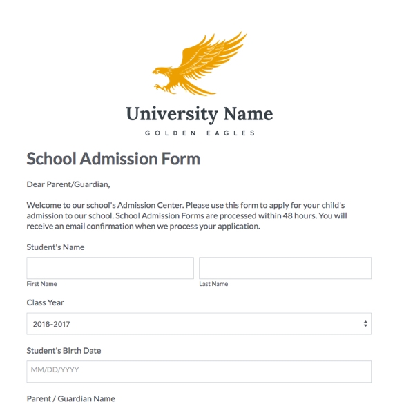 Online School Admission Form Template Formstack