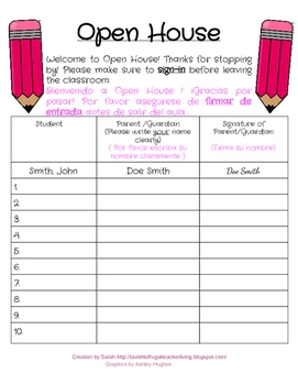 Open House Sign In Sheet By Lavish To Frugal Teacher Living TPT
