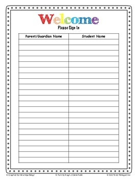 Open House Sign In Sheet By Miss Winegardner TPT