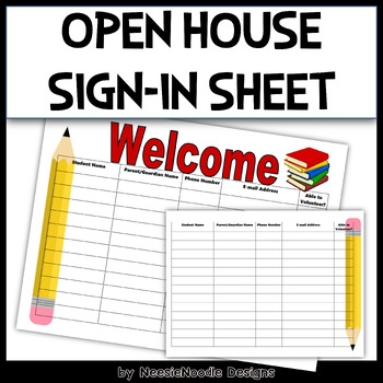 Open House Sign In Sheet School Supply Theme By NeesieNoodle Designs