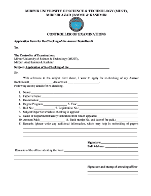 Paper Rechecking Application Form Fill And Sign Printable Template Online