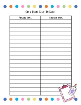 Parent Night Sign In Sheet By Krafty Kait TPT