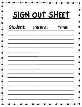 Parent Sheet For Sign Out By Yoursecond Gradeteacher TPT