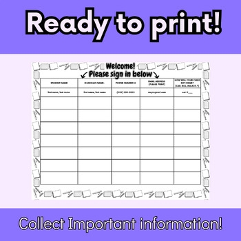 Parent Sign In Sheet Meet The Teacher By That Teacher Momma TPT